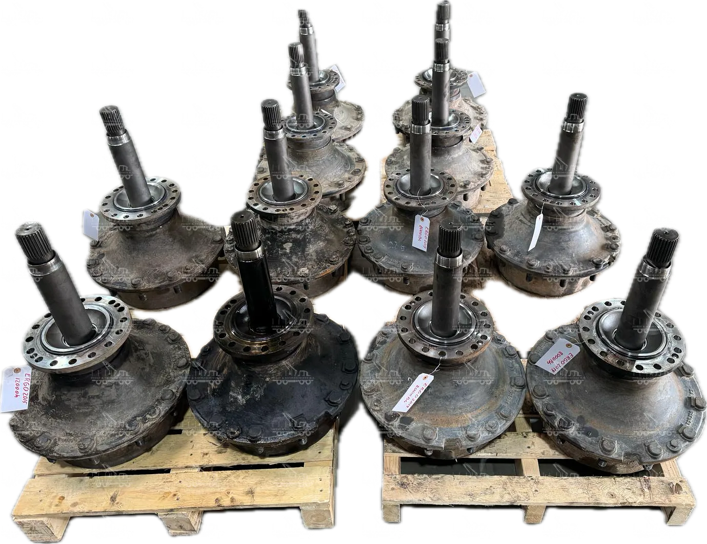 Bogie axles, complete or in individual parts